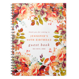 Fall Watercolor Blommigt 90:e Birthday Guest Bok Anteckningsbok