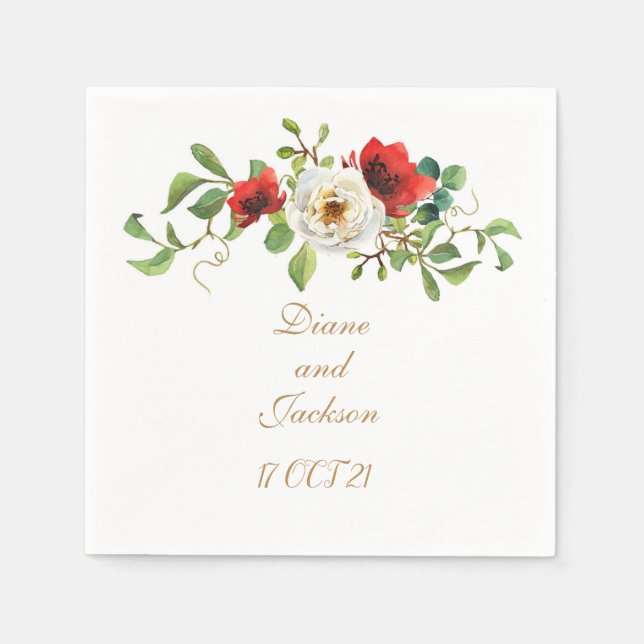 Fall Watercolor-Blommigt Pappersservett (Framsidan)