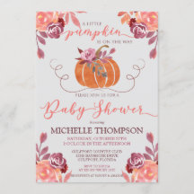 Fall Watercolor Blommigt Pumpkin Baby Shower