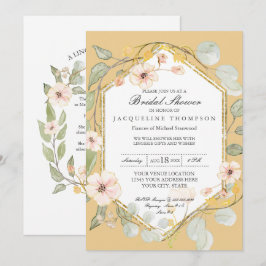 Fall Watercolor Blommigt Ro Mustard Möhippa Inbjudningar