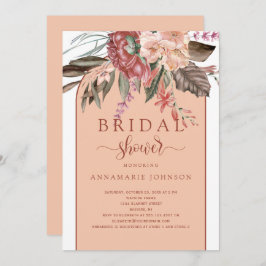 Fall Watercolor Blommigts Rust Terracotta Peach Inbjudningar