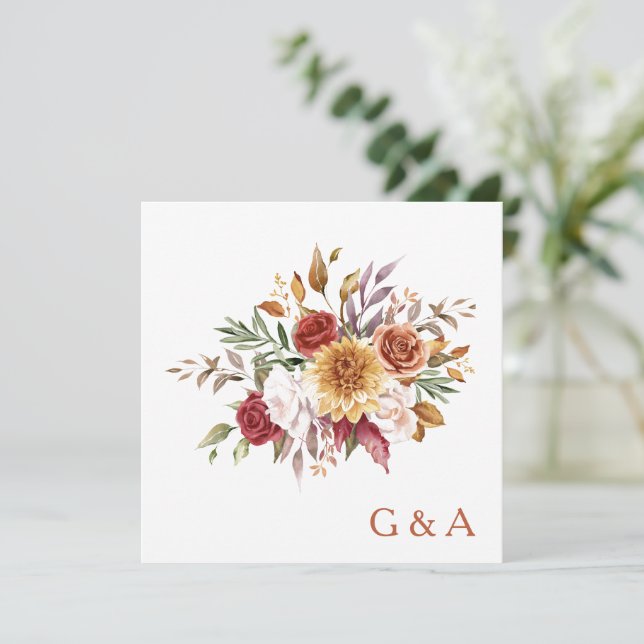 Fall Watercolor Botanical Tack Kort (Stående Fram)