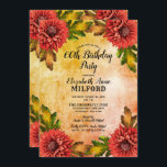 Fall Watercolor Morsa Blommigt 60:e Födelsedagsfes Inbjudningar<br><div class="desc">60:e Födelsedagsfest inbjudan-konstruktionen med ett överflöd av fall färg i form av en blommigt i höstbukett med en nedtryckt,  subtil vintage snöre som ser bakgrunden i en varierad gult. Design efter Helgdag Hearts Design (reserverade höger) som innehåller vintage inslag.</div>