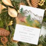 Fall Watercolor Mountain Gräs Träd Spara datum Spara Datumet<br><div class="desc">Fall Watercolor Mountains Gräs Träd Spara datum - Ett fantastiskt, vattenfärdigt bergslandskap finns på vår Spara datum i en vacker färg-palett. Modern, minimalistisk typografi finns också med. Spara datumet ingår i en samling. Baksidan av inbjudan visas som rost, men du kan enkelt ändra bakgrunden till spelar ingen roll färg som...</div>