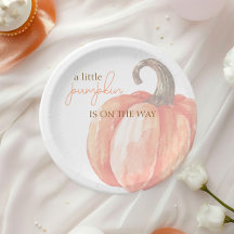 Fall Watercolor Orange Pumpkin Baby Shower