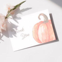 Fall Watercolor Orange Pumpkin Baby Shower Tack Kort