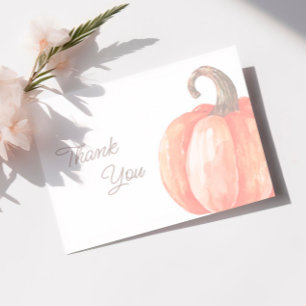 Fall Watercolor Orange Pumpkin Baby Shower Tack Kort