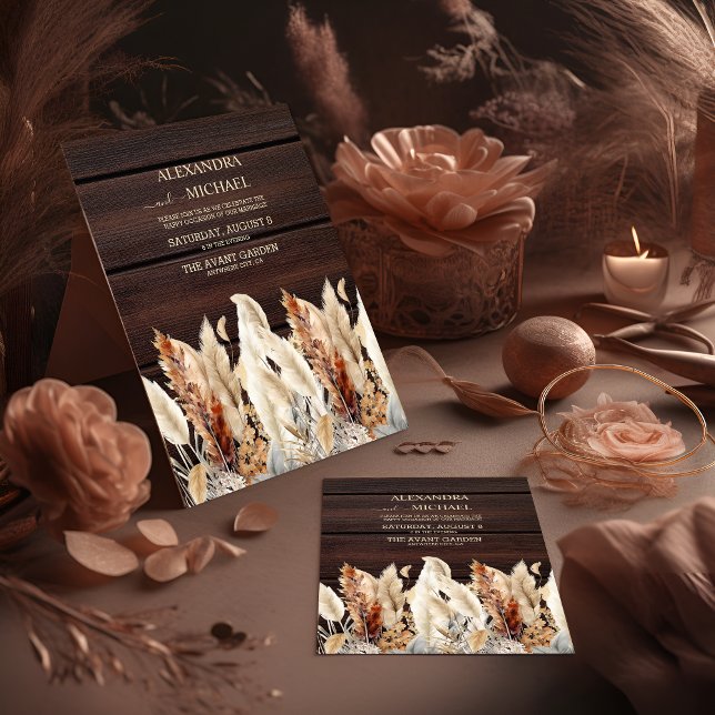 Fall Watercolor Pampas Grass Bröllop Inbjudningar (Skapare uppladdad)