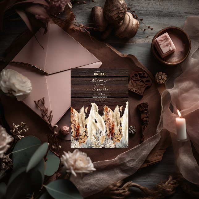 Fall Watercolor Pampas Grass Möhippa Inbjudningar (Skapare uppladdad)