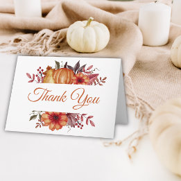 Fall Watercolor Pumpkin Baby Shower Tack för ditt Kort