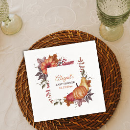 Fall Watercolor Pumpkin Blommigt Baby Shower Pappersservett
