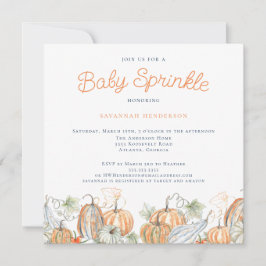 Fall Watercolor Pumpkins Baby Sprinkle Inbjudningar