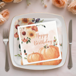 Fall Watercolor Pumpkins Blommigt Birthday Pappersservett