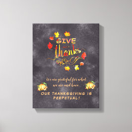 Fall Watercolor Pumpkins Löv Ge Tack Canvastryck