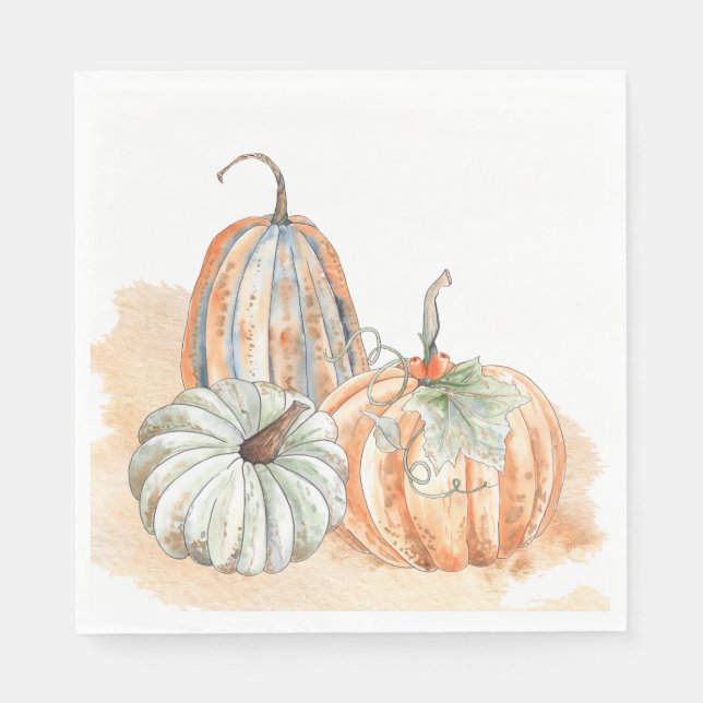 Fall Watercolor Pumpkins-Thanksgiving Pappersservett (Framsidan)