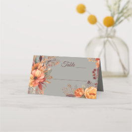 Fall Watercolor Rustic Blommigt Bröllop Placeringskort