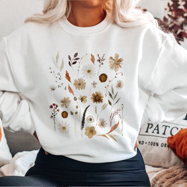 Fall Watercolor Wildblommor T Shirt (Skapare uppladdad)