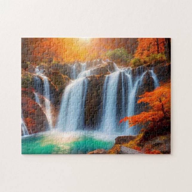 Fall Waterfall 1 Easy Brain Art Puzzle Photo Puzzl Pussel (Horisontell)
