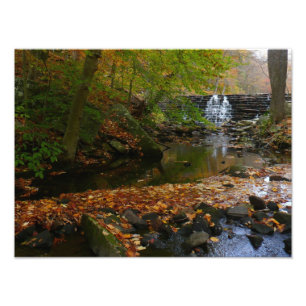 Fall Waterfall och Bäck Pennsylvania Nature Fototryck