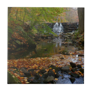 Fall Waterfall och Bäck Pennsylvania Nature Kakelplatta