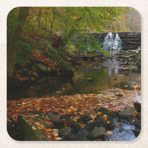 Fall Waterfall och Bäck Pennsylvania Nature Underlägg Papper Kvadrat