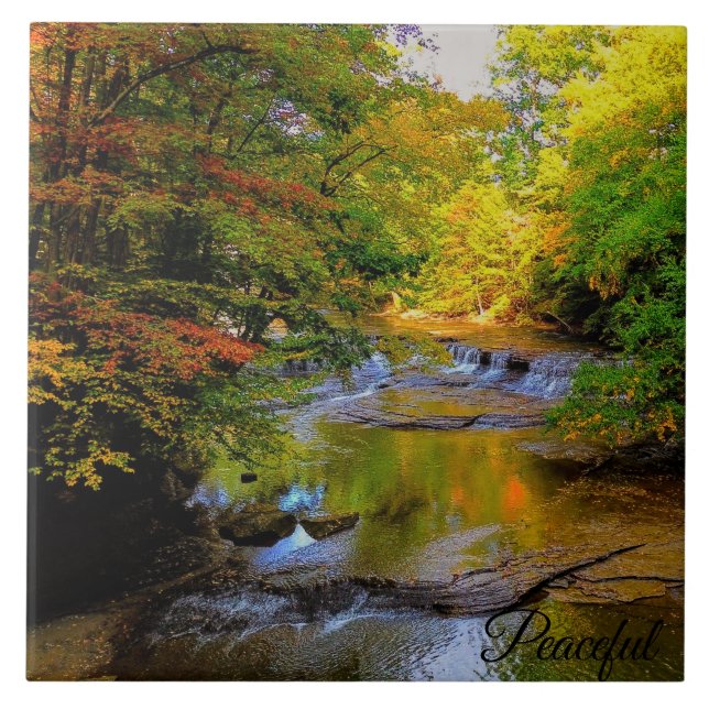 Fall Waterfall på morgonen Sol Kakelplatta (Framsidan)