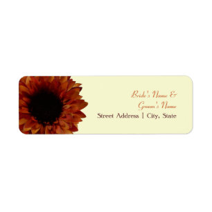 Fall Wedding Address Label - Orange Solros Returadress Etikett