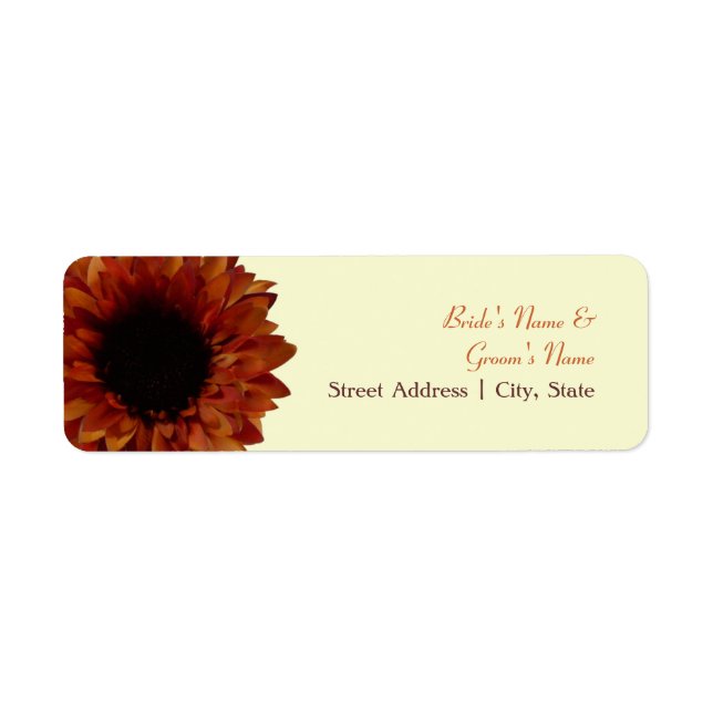 Fall Wedding Address Label - Orange Solros Returadress Etikett (Framsidan)