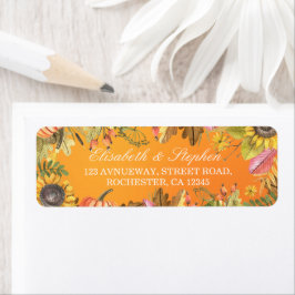 Fall Wedding Adress Autumn Maple Löv Pumpkin Returadress Etikett