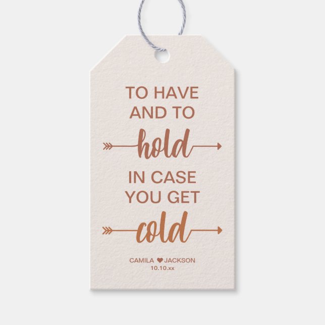 Fall Wedding Blanket Favor Presentetikett (Framsidan)