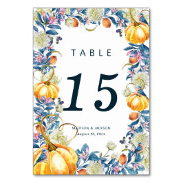 Fall Wedding Blommigt Pumpkin Bordsnummer