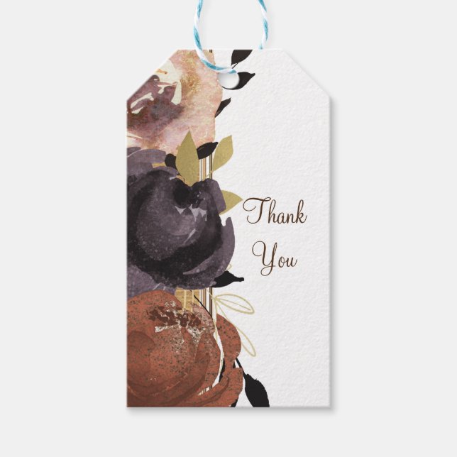 Fall Wedding Bold Glam Flowers Modern Blommigt Fav Presentetikett (Framsidan)