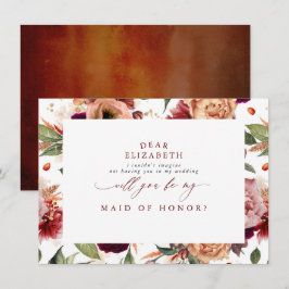 Fall Wedding Bridesmaid Maid of honor Frieri Inbjudningar