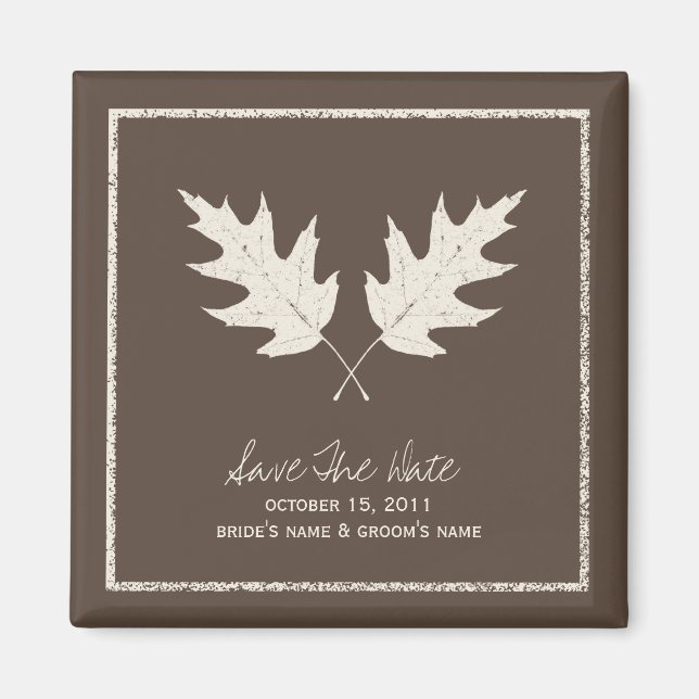 Fall Wedding Brown sparar Löven Oak Magnet (Framsidan)