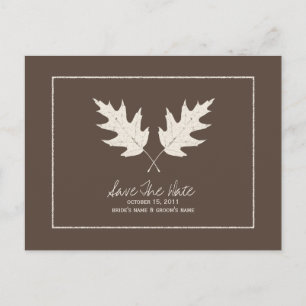 Fall Wedding Brown sparar Löven Oak Meddelande Vykort