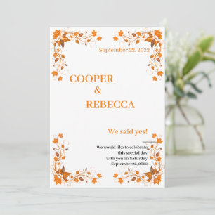 Fall Wedding Cooper och Rebecca-inbjudningskort Inbjudningar