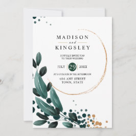 Fall Wedding 🍂 Deep Blue Blommigt Elegant 💙 Inbjudningar