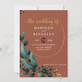Fall Wedding 🍂 Deep Blue Blommigt Elegant 💙 Inbjudningar