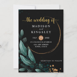 Fall Wedding 🍂 Deep Blue Blommigt Elegant 💙 Inbjudningar