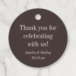 Fall Wedding Earthy Brown Round Couple Names Gåvor Etiketter