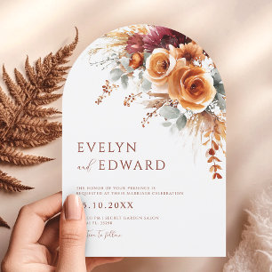 Fall Wedding Elegant Boho Blommigt Inbjudningar