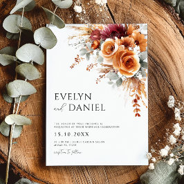 Fall Wedding Elegant Watercolor Blommigt Inbjudningar