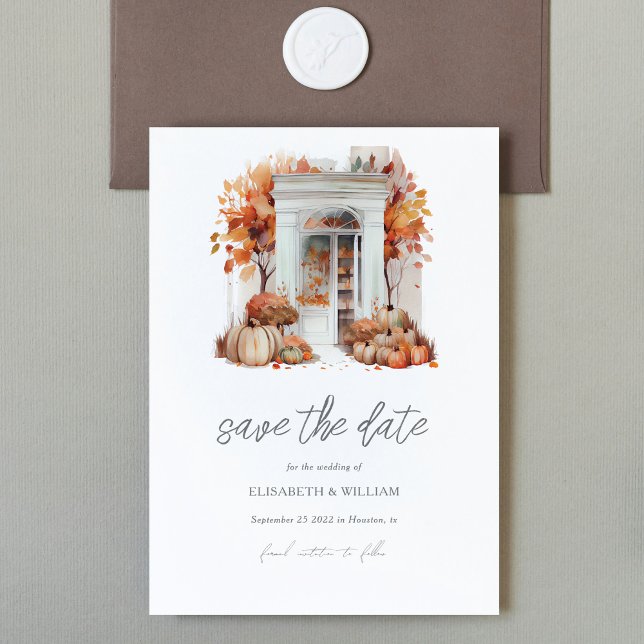 Fall Wedding Front Door Save Date QR-kod Inbjudningar (Skapare uppladdad)