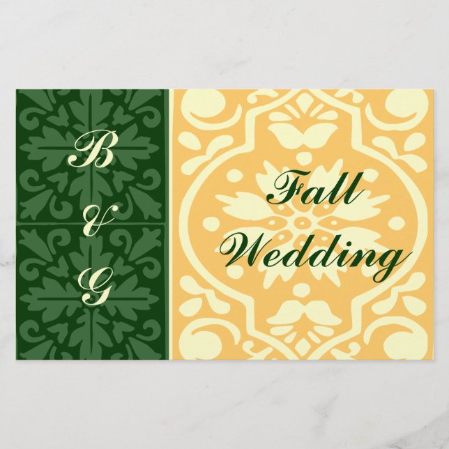 Fall Wedding Grönt Cream Flyer-mall Flygblad (Framsidan)