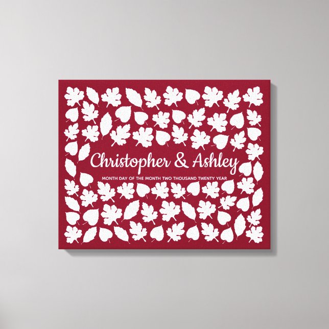 Fall Wedding Guestbook Alternative 75 Lövs Guest Canvastryck (Framsida)