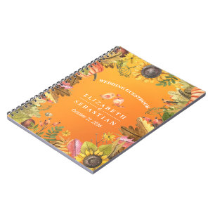 Fall Wedding Guestbook Autumn Maple Löv Pumpkin Anteckningsbok