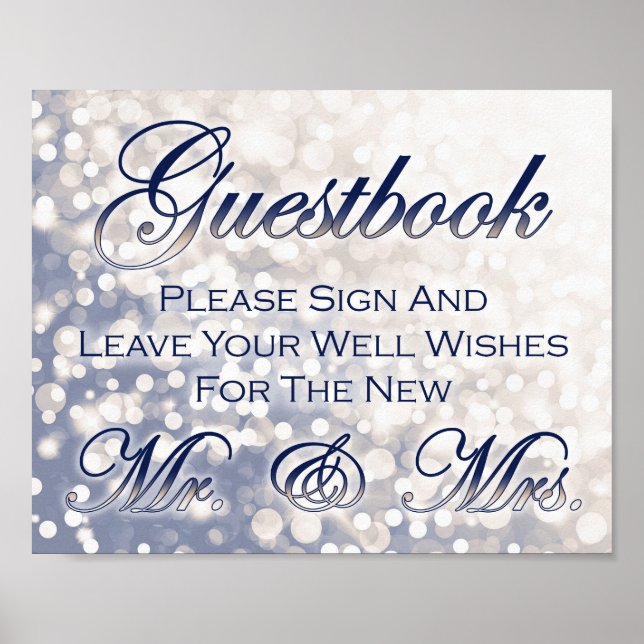 Fall Wedding Guestbook Sign - Champagne and Navy Poster (Framsidan)