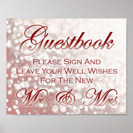 Fall Wedding Guestbook Sign - Champagne och Red Poster