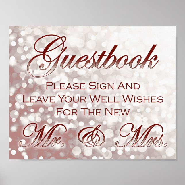 Fall Wedding Guestbook Sign - Champagne och Red Poster (Framsidan)
