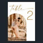 Fall Wedding | Modern Arch-foto med dubbla sida vi Bordsnummer<br><div class="desc">Styr gästerna med stil med hjälp av det här personlig dubbla-bordsnumret vid sidan av bröllop. Med fet typografi i en rik senapsbrun och ett modernt bålfoto ram kan du med den här designen visa två olika bilder - en på vardera sidan - för en meningsfull och personlig beröring. Perfekt för...</div>